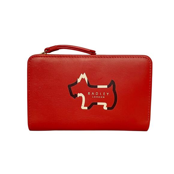 NWOT Radley London Red Leather Shadow Medium Bi-Fold Wallet - Picture 1 of 6
